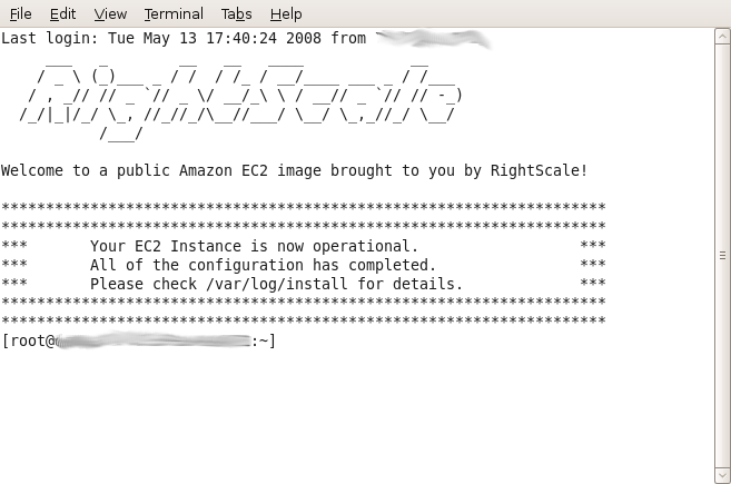 Screenshot of successful SSH connection to newly launched EC2 instance showing terminal login prompt and connection establishment.