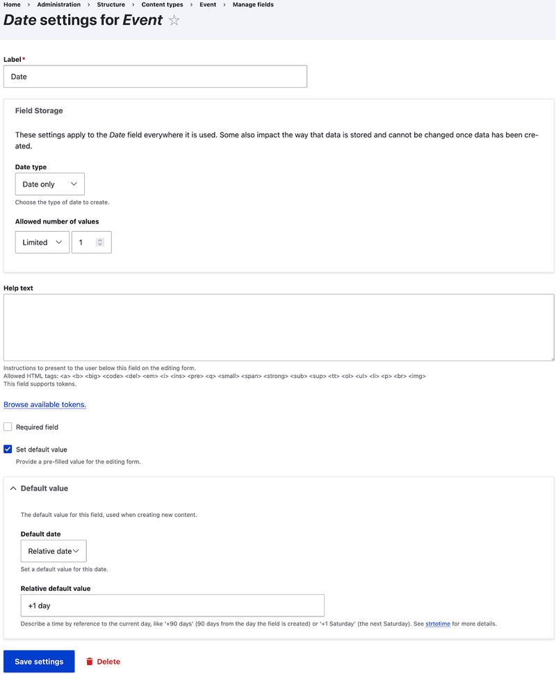 Configuration form