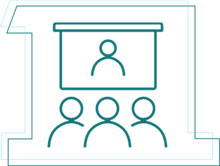 Line art depicting the letters AI.