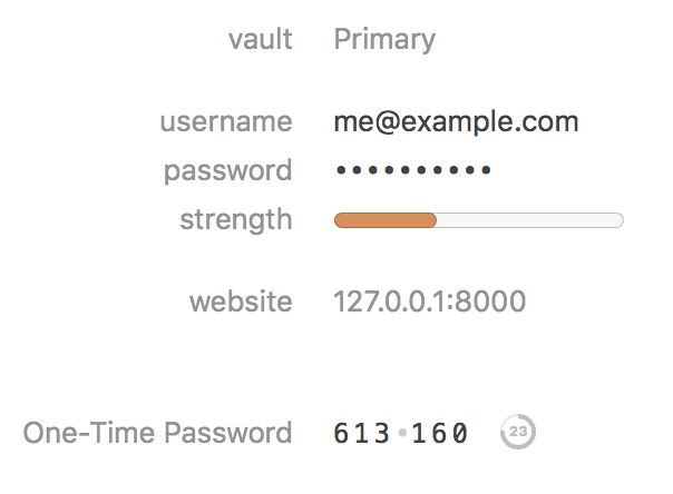 Testing TOTP secret with 1Password