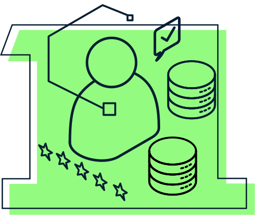 1 outline with illustrations of a person and check approvals