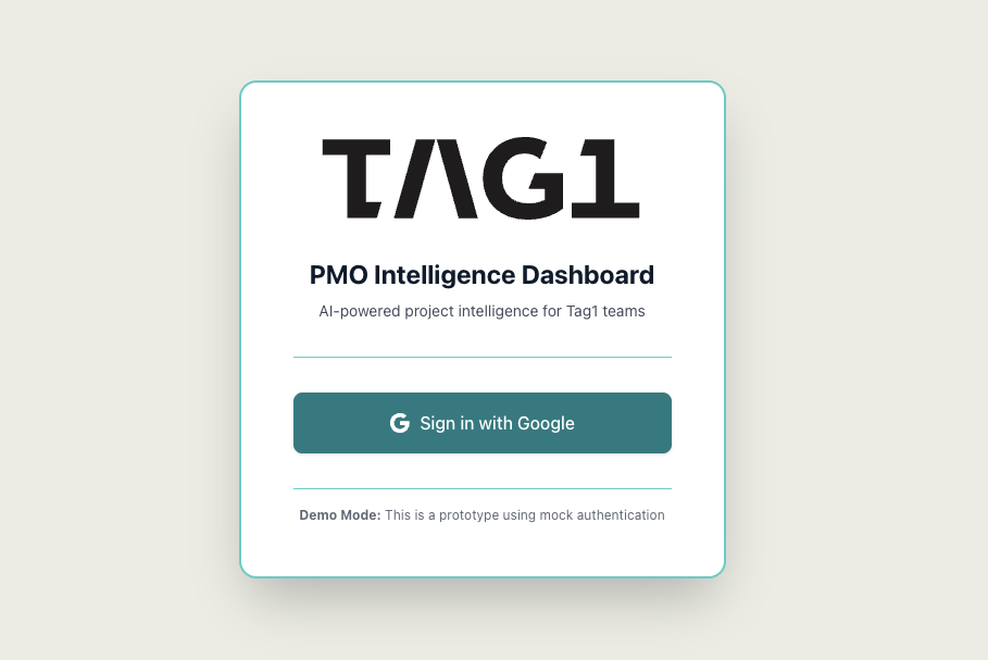 Screenshot of the login window to the pmo dashboard.