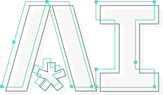 Line art depicting the letters AI.