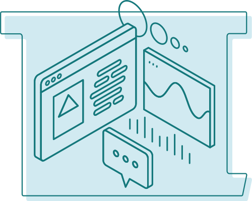 T outline with graphic and thinking illustrations