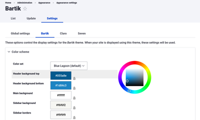 Claro: Drupal Core Color Module