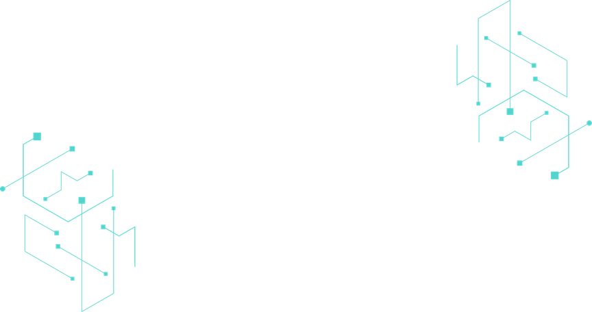 The Google logo in white, decorated with line art of angular lines and nodes