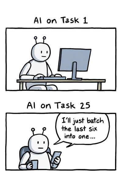 Illustration of how AI may work on 1 task at a time versus 25.