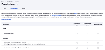 Claro: Drupal Permissions