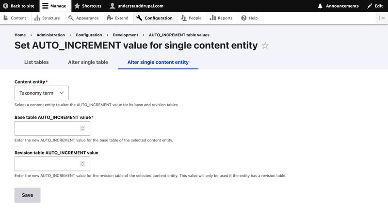alter multiple tables based on settings value