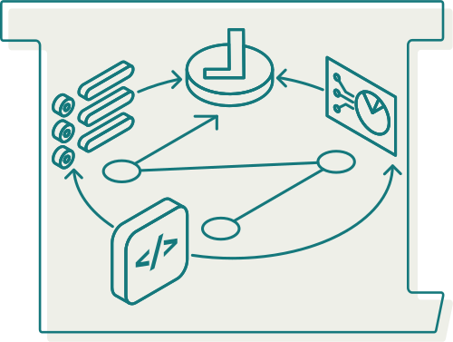 T outline with graphic illustrations showing a feed-back loop and checks