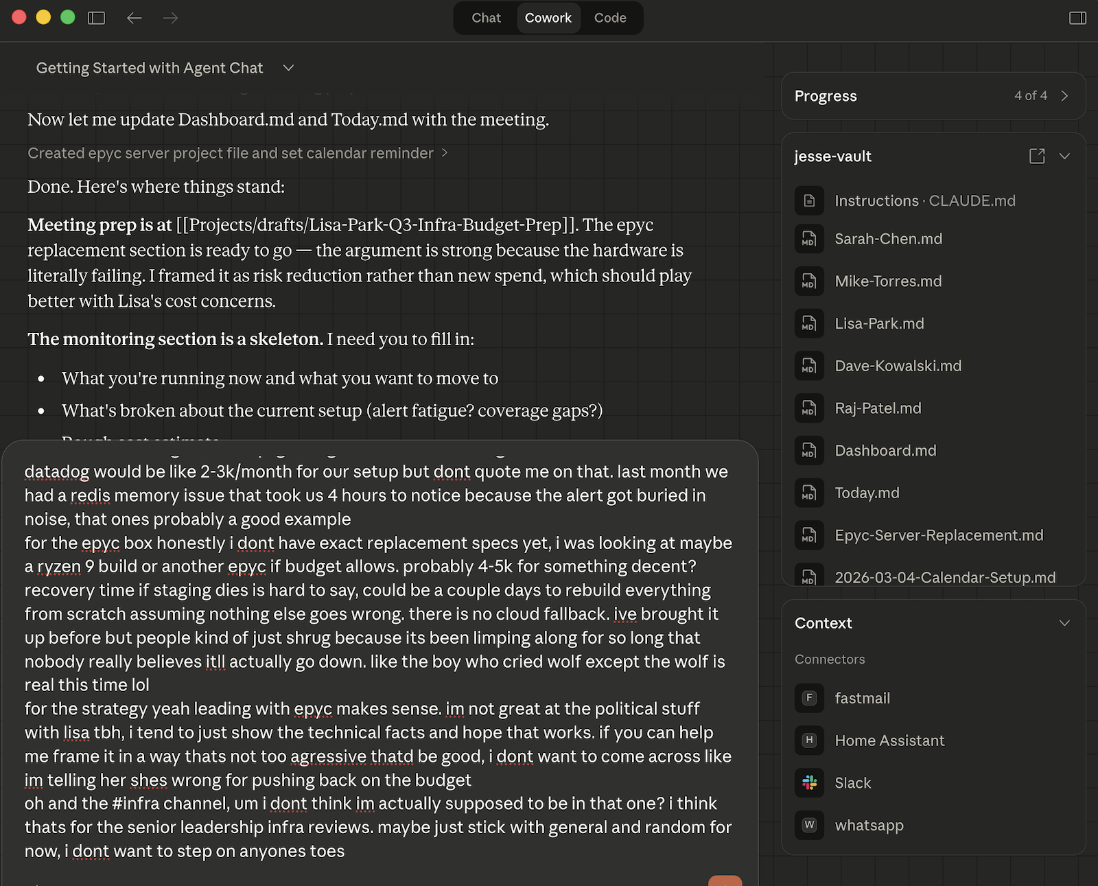 Screenshot of Jesse processing a morning routine.