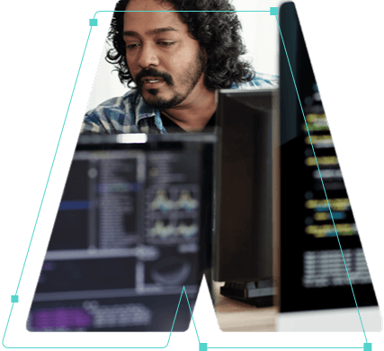 Cropped image of man working at computer