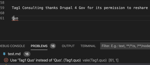 A test for Tag1 Quo, showing an error the incorrectly formatted name.